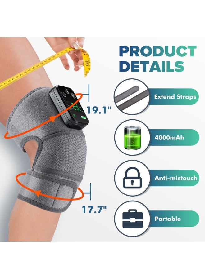جهاز تدليك مع تدفئة، وسادة تدفئة لاسلكية للركبة مع جهاز تدليك، 3 مستويات تدفئة و 3 مستويات اهتزاز، وسادة تدفئة للركبة، لفافة لتخفيف آلام الركبة، الكتف والكوع، قابلة للتعديل لراحة المفاصل - Image 2
